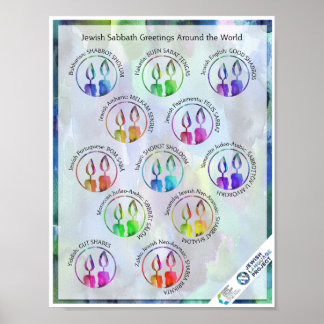 Joodse sjabbatgroeten over de hele wereld sticker poster