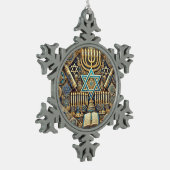 Joodse sneeuwvlok ingelijst ornament (Links)