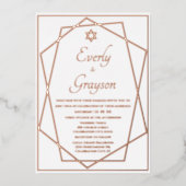 Joodse Star Geometric Lijst Gold Wedding Folie I Folie Uitnodiging (Voorkant)