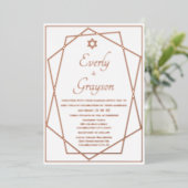 Joodse Star Geometric Lijst Gold Wedding Folie I Folie Uitnodiging (Staand Voorkant)