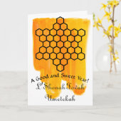 Joodse Star Honeycomb Rosh Hshanah Wenskaart Kaart (Gele Bloem)