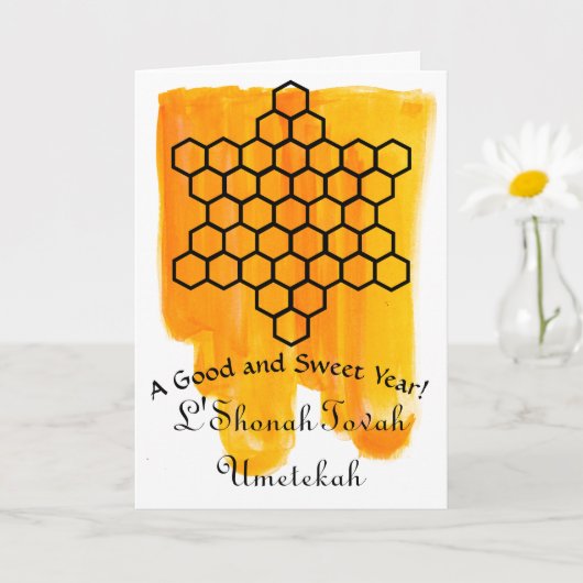 Joodse Star Honeycomb Rosh Hshanah Wenskaart Kaart (Kleine Plant)