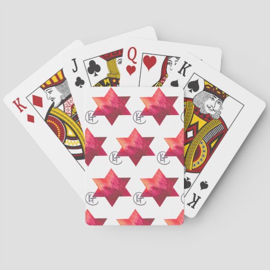 Joodse ster Hart van Vuur Kunst Pokerkaarten (Achterkant)