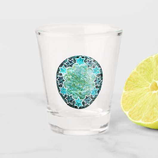 Joodse ster Medallion Art Shot Glass Glas (Voorkant)