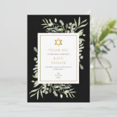 Joodse ster van David begrafenis gedenkteken groen Bedankkaart (Staand voorkant)