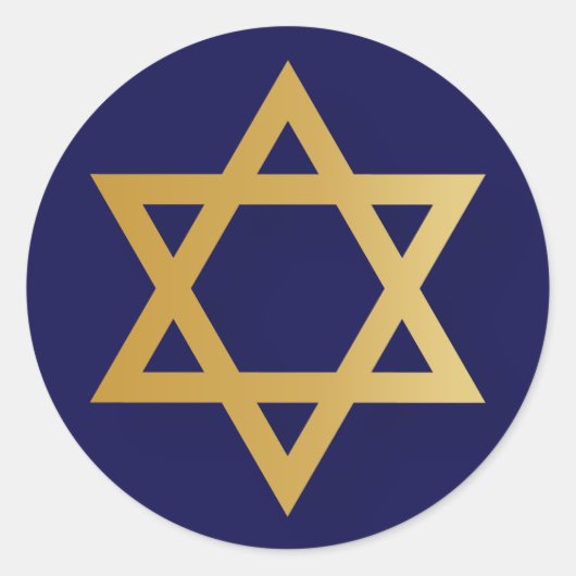 Joodse ster van David goud en marineblauw Ronde Sticker (Voorkant)