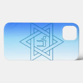Joodse ster van David Hebrew Chai Blue en White Case-Mate iPhone Case (Achterkant (horizontaal))