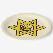 Joodse ster van David met een honingbijen Papieren Bordje (Gekanteld)