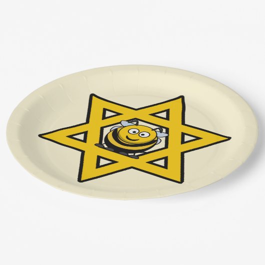 Joodse ster van David met een honingbijen Papieren Bordje (Gekanteld)