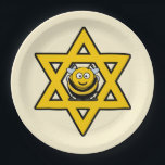 Joodse ster van David met een honingbijen Papieren Bordje<br><div class="desc">Heldere gele ster van David met een honingbij. Geweldig voor Rosh Hashanah of Chanukah.</div>