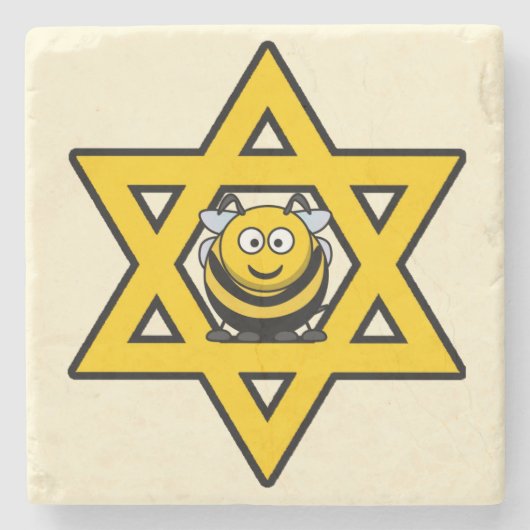 Joodse ster van David met een honingbijen Stenen Onderzetter (Voorkant)