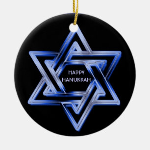 Joodse ster van David Shines Happy Hanukkah Keramisch Ornament