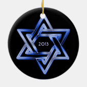 Joodse ster van David Shines Happy Hanukkah Keramisch Ornament (Achterkant)