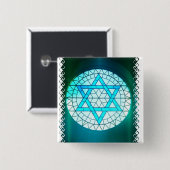 Joodse ster van David Square Pin Vierkante Button 5,1 Cm (Voorkant /achterkant)