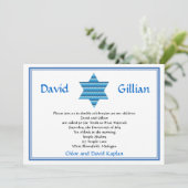 Joodse ster van David Twins Bar Mitzvah Uitnodigin Kaart (Staand voorkant)