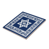 Joodse ster van David White met Blauwe Barok Tegeltje (Zijkant)