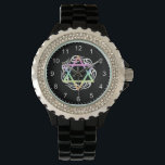 Joodse Sterkleuren Horloge<br><div class="desc">Jewish Star in pastelkleuren op vlammend tattoo ideaal voor Hebreeuwse feestdagen,  pascha,  hanukkah of rosh hoshanah.</div>