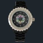 Joodse Sterkleuren Horloge<br><div class="desc">Jewish Star in pastelkleuren op vlammend tattoo ideaal voor Hebreeuwse feestdagen,  pascha,  hanukkah of rosh hoshanah.</div>
