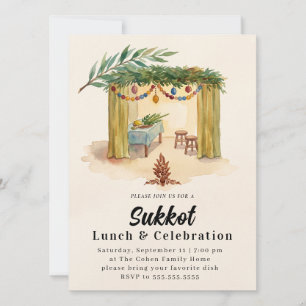Joodse Sukkot Sukkah Potluck-viering Etrog Kaart