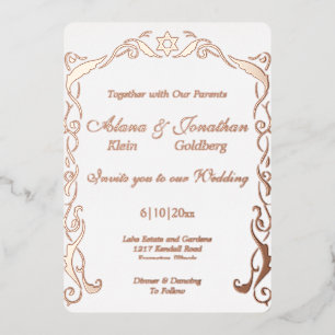 Joodse Swirl kader trouwkaart Folie Uitnodiging