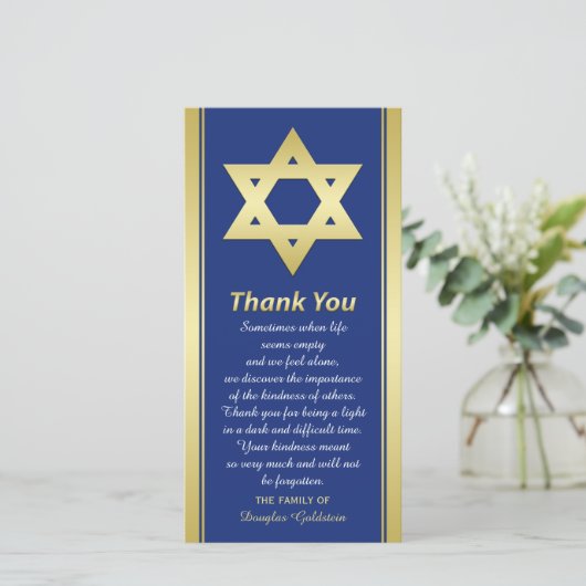 Joodse sympathie Dank u Fotokaart Ster van David Bedankkaart (Staand voorkant)