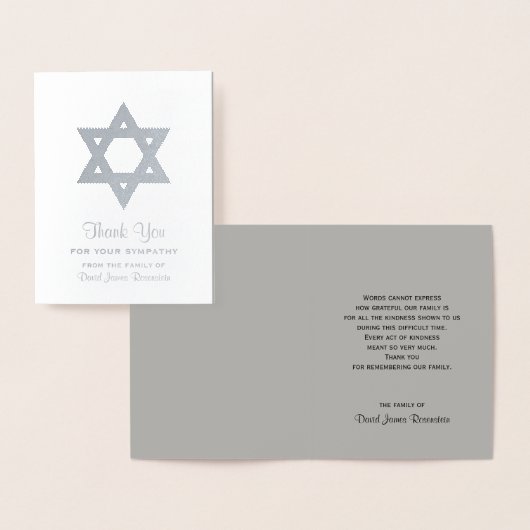 Joodse sympathie dank u zilveren folie ster david folie kaarten (Display)