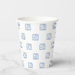 Joodse Torah blauw en wit patroon Hanukkah Papieren Bekers<br><div class="desc">Joodse Torah blauw en wit patroon Hanukkah,  Chanoeka,  bar mitzvah,  bat mitzvah,  Shabat,  Joodse Feestdagen,  elegante papierbekertjes</div>