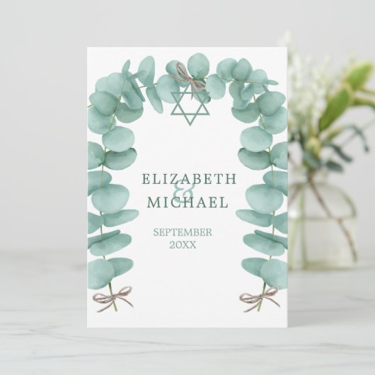 Joodse Trouw Chuppah Eucalyptus Loof Groen Kaart (Staand voorkant)