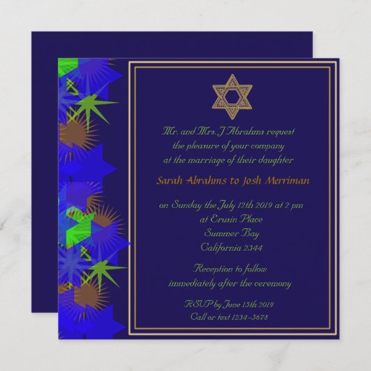 Joodse trouwster Star van David Kaart (Voorkant / Achterkant)