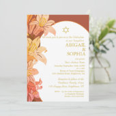 Joodse Twin Meisjes Bloemen Naming Terracotta Hebr Kaart (Staand voorkant)