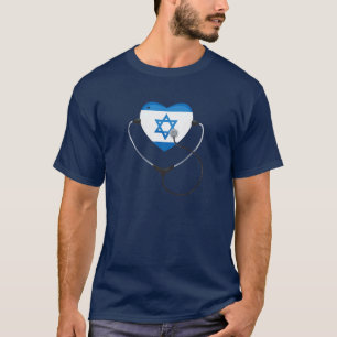 Joodse verpleegkundige nationaal vlaggekleurd schi t-shirt