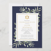 Joodse viering van het leven Navy Blue gebladerte Kaart (Voorkant)