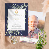 Joodse viering van het leven Navyblauw bladgroen f Kaart