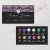 Joodse Visitekaartje Birthstone Damask Paars (Voorkant / Achterkant)