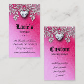 Joodse Visitekaartje Elegant Vintage Damask Pink (Voorkant / Achterkant)