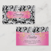 Joodse Visitekaartje SALE Swirls Black Pink Gold (Voorkant / Achterkant)