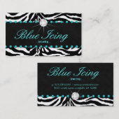 Joodse Visitekaartje Zebra Blue Stippen Diamond (Voorkant / Achterkant)