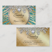 Joodse Visitekaartje Zebra Glitter Blauwgroen Gold (Voorkant / Achterkant)