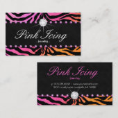 Joodse Visitekaartje Zebra Paars Dot Oranje Roze (Voorkant / Achterkant)