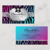 Joodse Visitekaartje Zebra Paarse Blauwe Bow (Voorkant / Achterkant)