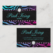 Joodse Visitekaartje Zebra Paarse Stippen Blauwe R (Voorkant / Achterkant)