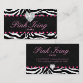 Joodse Visitekaartje Zebra Roze Stippen Hart (Voorkant / Achterkant)