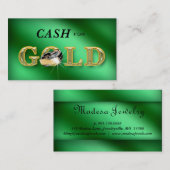 Joodse Visitekaartjes Cash for Gold Green Metalli (Voorkant / Achterkant)