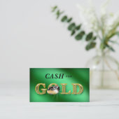 Joodse Visitekaartjes Cash for Gold Green Metalli (Staand voorkant)