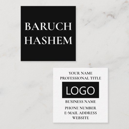 Joodse Visitekaartjes - Square Baruch Hashem (Voorkant / Achterkant)