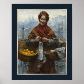 Joodse Vrouw Verkopen Sinaasappels Kunst Print (Voorkant)