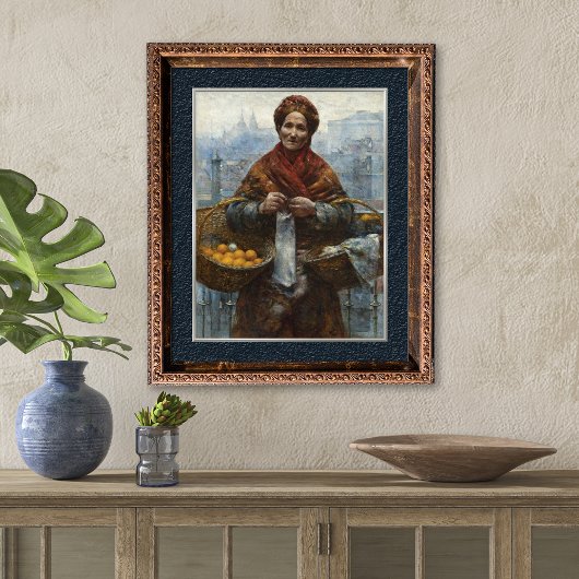 Joodse Vrouw Verkopen Sinaasappels Kunst Print