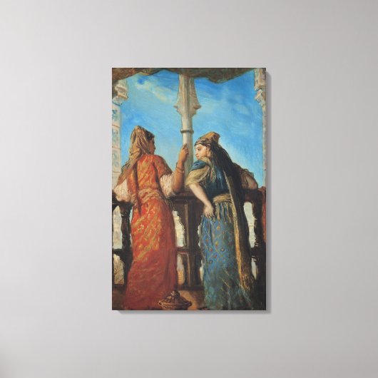 Joodse vrouwen op de Balcony, Algiers, 1849 Canvas Afdruk (Voorkant)