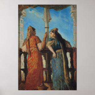 Joodse vrouwen op de Balcony, Algiers, 1849 Poster