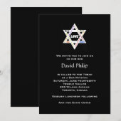 Joodse waarden Zwarte Bar/BBT Mitzvah Uitnodiging (Voorkant / Achterkant)